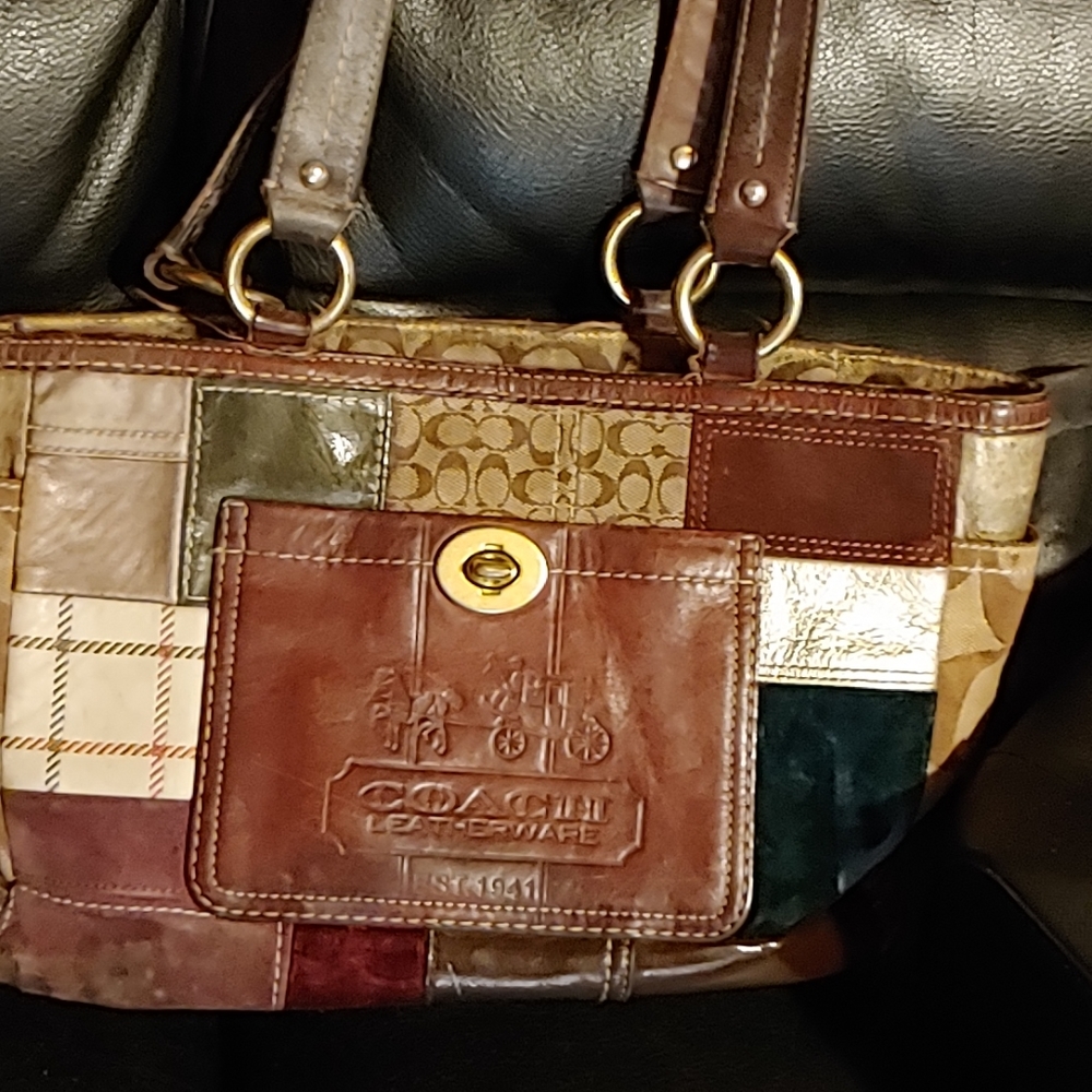 Multi color patch work Coach purse